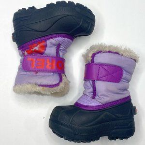 SOREL baby girl's size 6, snow boots purple/light purple, faux fur lined.